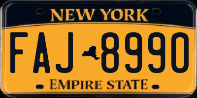 NY license plate FAJ8990