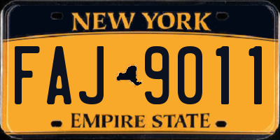 NY license plate FAJ9011