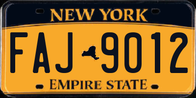 NY license plate FAJ9012