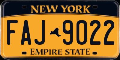 NY license plate FAJ9022