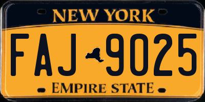 NY license plate FAJ9025