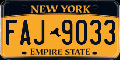 NY license plate FAJ9033