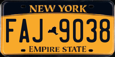 NY license plate FAJ9038