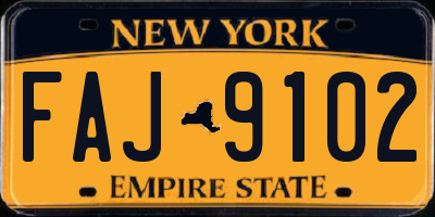 NY license plate FAJ9102