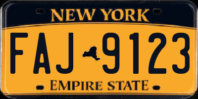 NY license plate FAJ9123