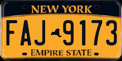 NY license plate FAJ9173