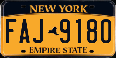 NY license plate FAJ9180