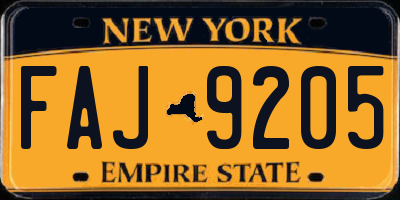 NY license plate FAJ9205
