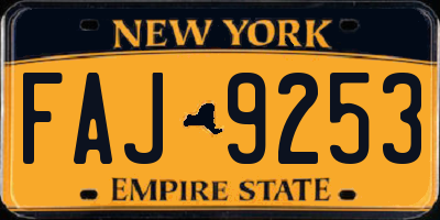 NY license plate FAJ9253