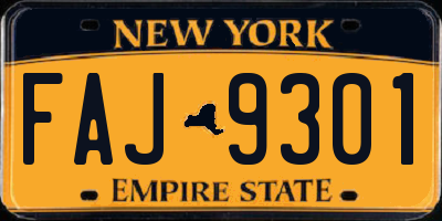 NY license plate FAJ9301