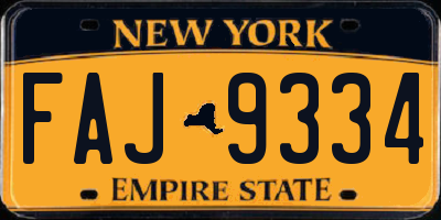 NY license plate FAJ9334