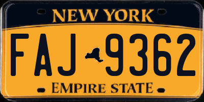 NY license plate FAJ9362