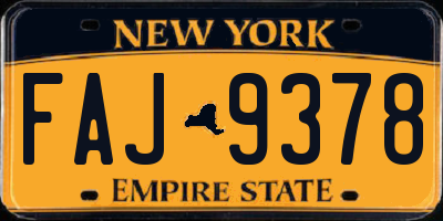 NY license plate FAJ9378