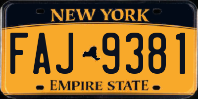 NY license plate FAJ9381