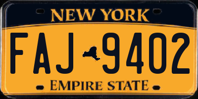 NY license plate FAJ9402