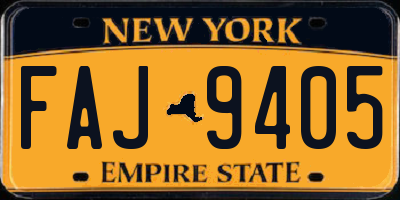 NY license plate FAJ9405