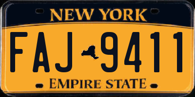 NY license plate FAJ9411