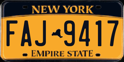 NY license plate FAJ9417