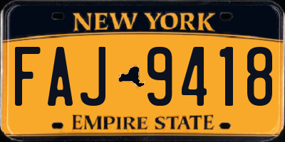 NY license plate FAJ9418