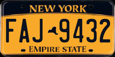 NY license plate FAJ9432