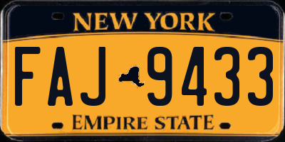 NY license plate FAJ9433