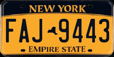 NY license plate FAJ9443