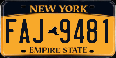 NY license plate FAJ9481