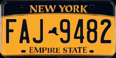 NY license plate FAJ9482