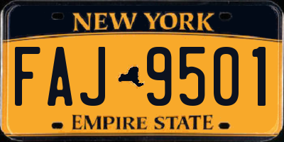 NY license plate FAJ9501