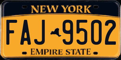 NY license plate FAJ9502