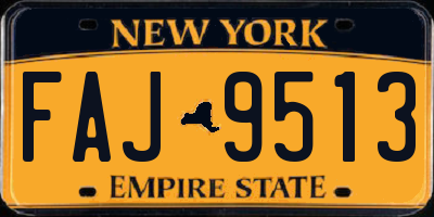 NY license plate FAJ9513