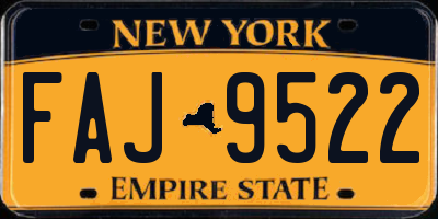 NY license plate FAJ9522