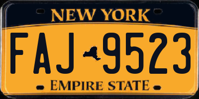 NY license plate FAJ9523