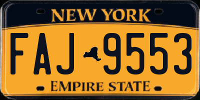 NY license plate FAJ9553