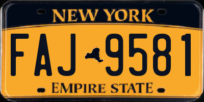 NY license plate FAJ9581