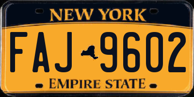 NY license plate FAJ9602