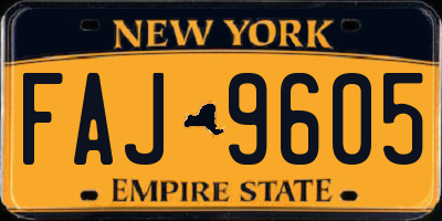 NY license plate FAJ9605