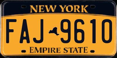 NY license plate FAJ9610