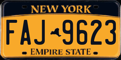 NY license plate FAJ9623