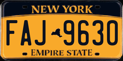 NY license plate FAJ9630