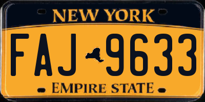 NY license plate FAJ9633