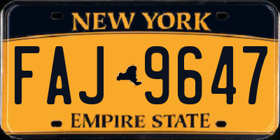 NY license plate FAJ9647