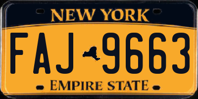 NY license plate FAJ9663