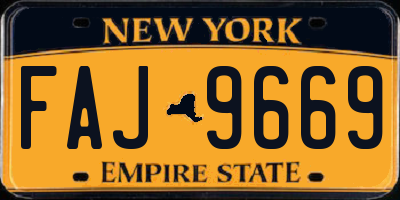 NY license plate FAJ9669