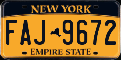 NY license plate FAJ9672