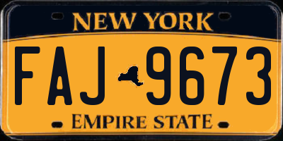 NY license plate FAJ9673