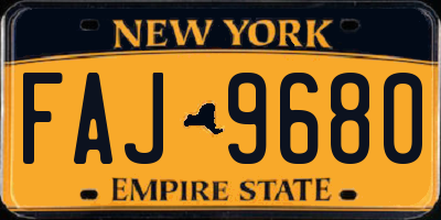 NY license plate FAJ9680