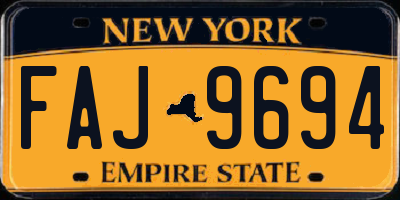 NY license plate FAJ9694