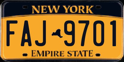 NY license plate FAJ9701