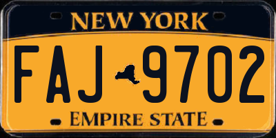 NY license plate FAJ9702